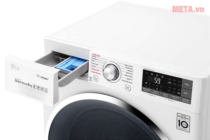 Máy giặt LG 9kg FC1409S2W có tốc độ quay vắt 1400 vòng/phút