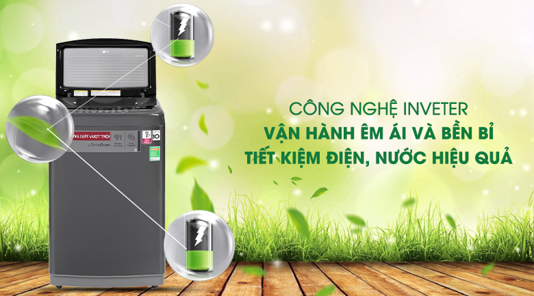Máy giặt LG Inverter 9kg T2109VSAB-Tiết kiệm điện hiệu quả cùng công nghệ Inverter