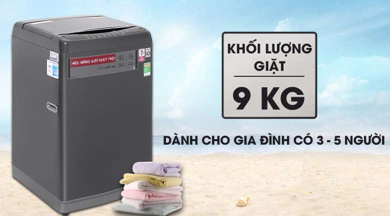 Máy giặt LG Inverter 9kg T2109VSAB-Khối lượng giặt 9kg, phù hợp cho gia đình 3 - 5 người 