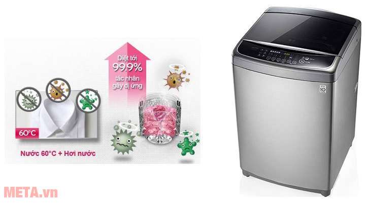  Máy giặt cửa trên LG WF-D2017HD có chế độ giặt bằng nước ấm giúp tiêu diệt 99% vi khuẩn 