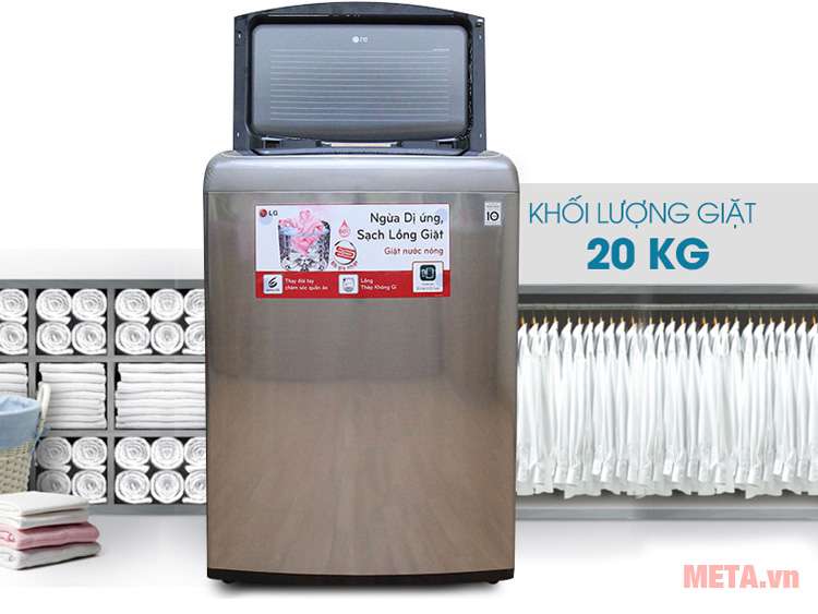 Máy giặt cửa trên LG WF-D2017HD có khối lượng giặt lên tới 20kg