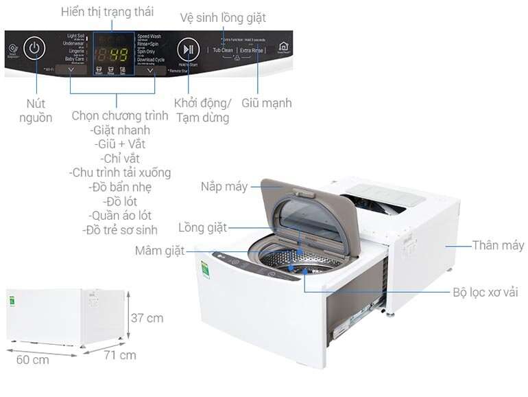 Top 10 máy giặt nhỏ nhất 2-7kg tốt bền di động chính hãng giá từ 2tr