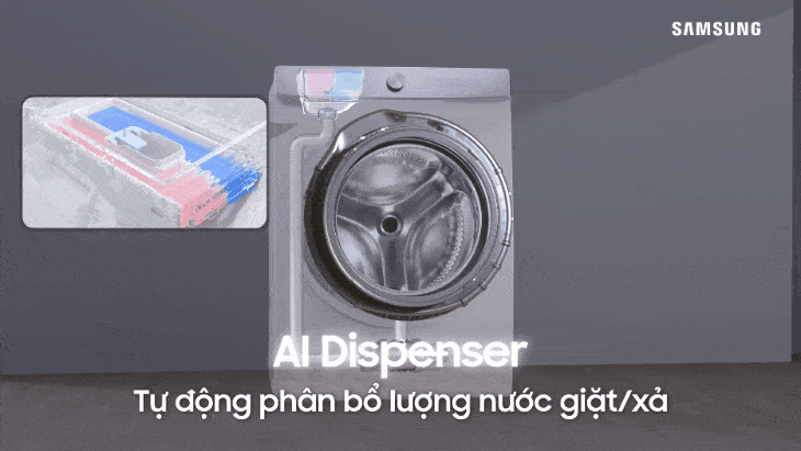 Công nghệ cân chỉnh nước giặt xả AI Dispenser - Máy giặt Samsung