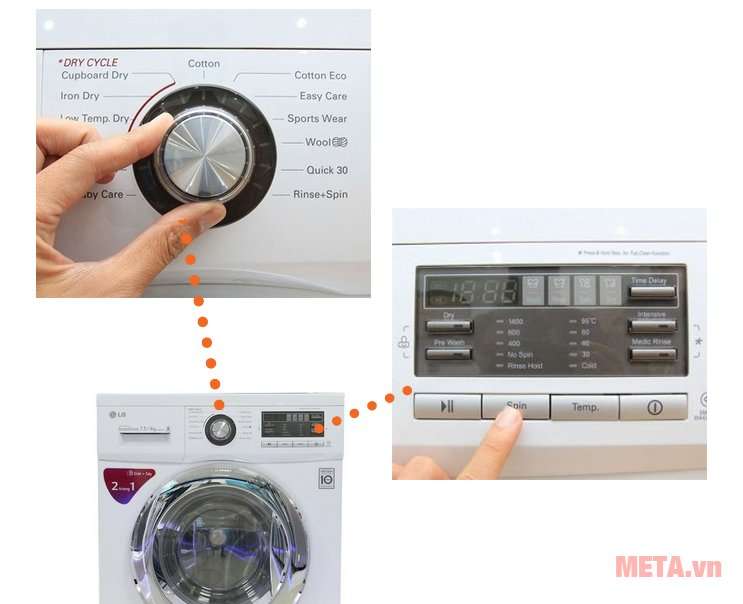 Máy giặt lồng ngang LG WD-18600 có bảng điều khiển với chức năng hẹn giờ  