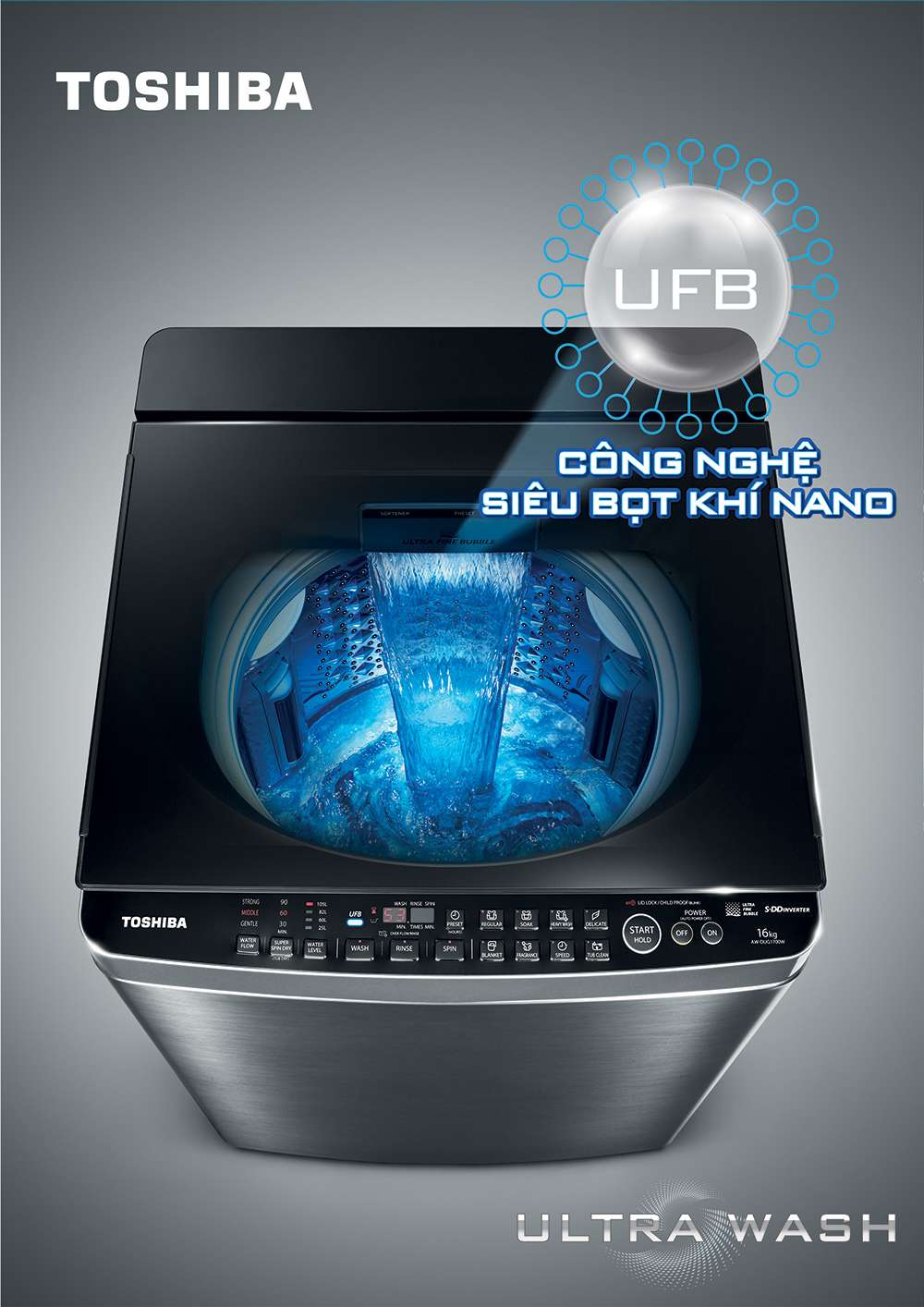 Thanh lăn kép - Máy giặt Toshiba Inverter 14 kg AW-DUG1500WV KK