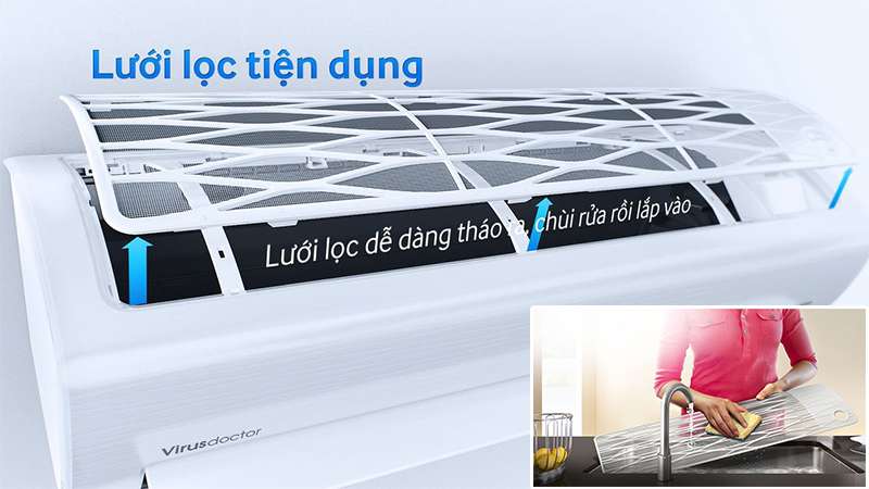 Lưới lọc tiện dụng, dễ dàng vệ sinh