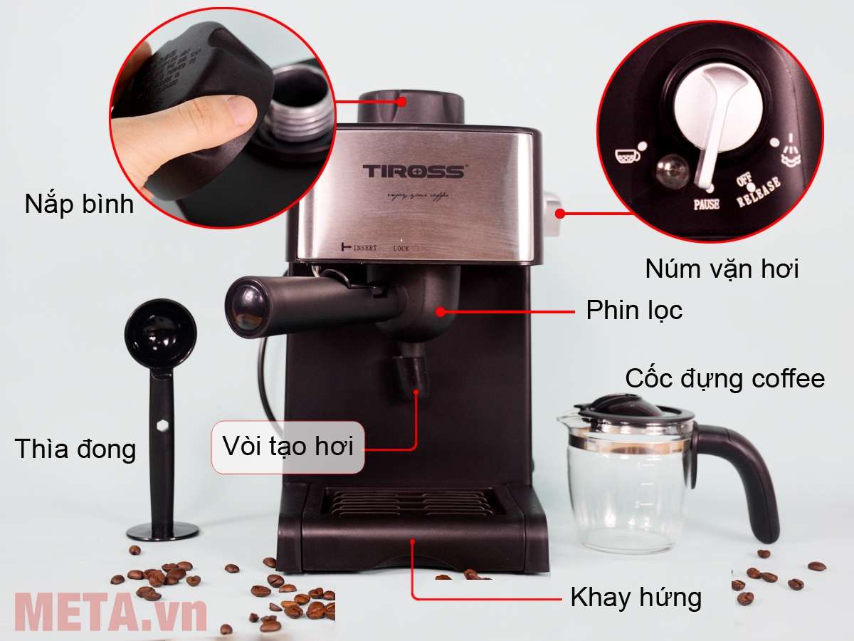Cấu tạo máy pha cà phê Espresso Tiross TS621 
