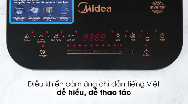 Bếp từ Midea MI-T2121DA - Điều khiển cảm ứng với thanh trượt thông minh
