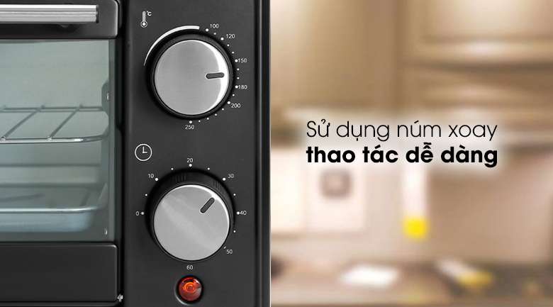 Lò nướng Mishio MK-177 14 lít - Sử dụng thật đơn giản với bảng điều khiến núm xoay