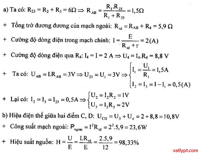 Bài tập định luật Ôm cho toàn mạch vật lý lớp 11