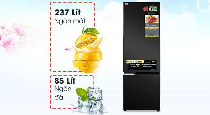 Đánh giá chi tiết tủ lạnh Panasonic NR-BC360QKVN - Dung tích