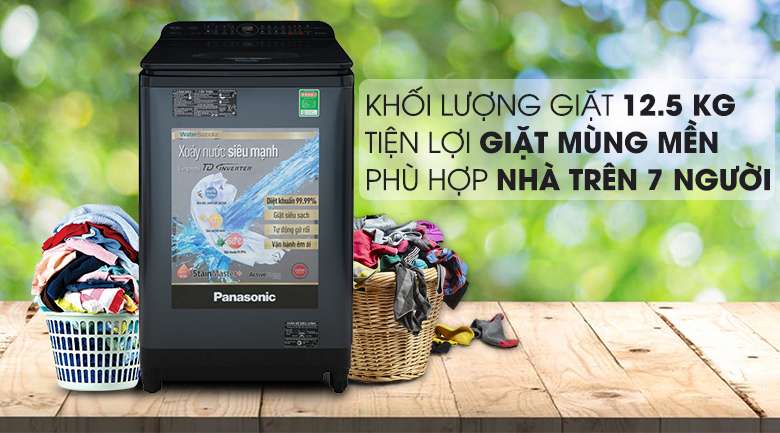 Máy giặt Panasonic Inverter 12.5 Kg NA-FD12VR1BV - Khối lượng giặt 12.5 kg, thích hợp cho gia đình trên 7 thành viên