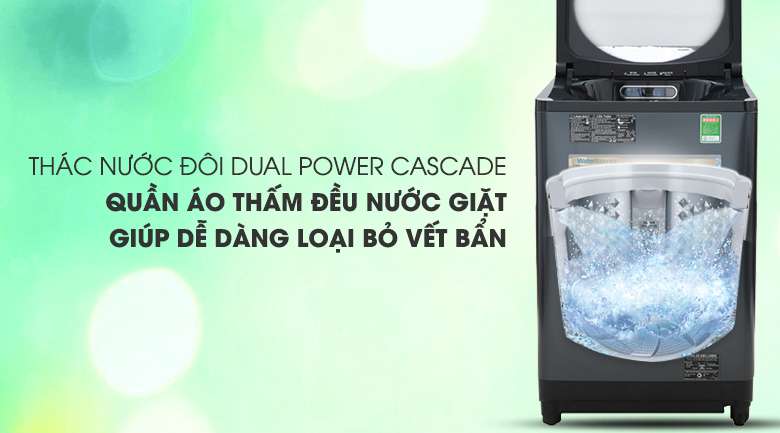 Máy giặt Panasonic Inverter 12.5 Kg NA-FD12VR1BV-Luồng nước mạnh bởi hiệu ứng thác nước đôi Dual Power Cascade