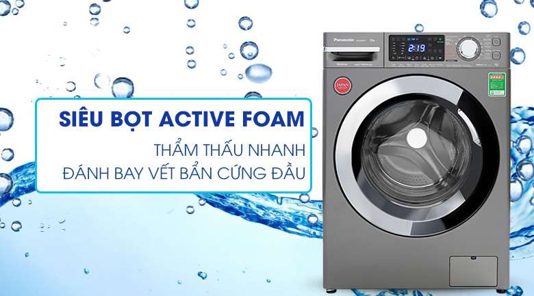 Máy giặt Panasonic Inverter 9 Kg NA-V90FX1LVT - Active Foam