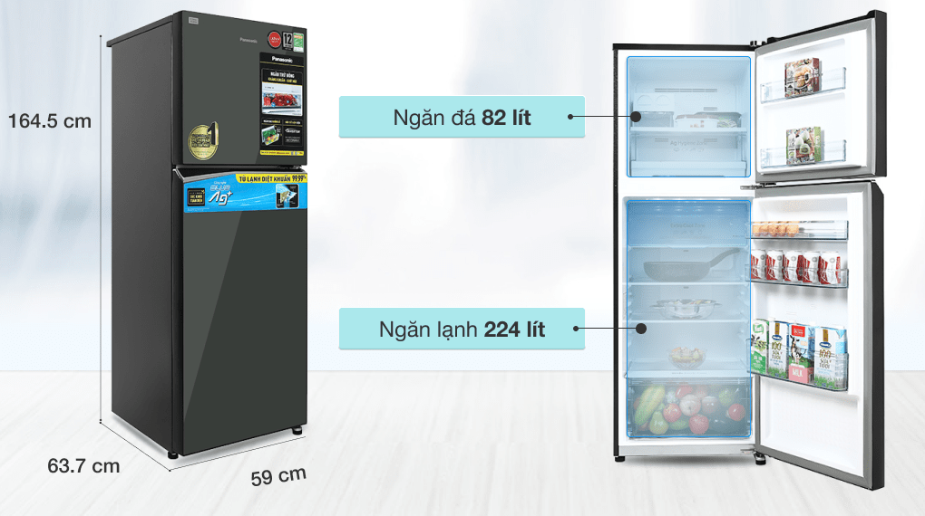 Tủ lạnh Panasonic Inverter 306 lít NR-TV341VGMV - Dung tích 366 lít