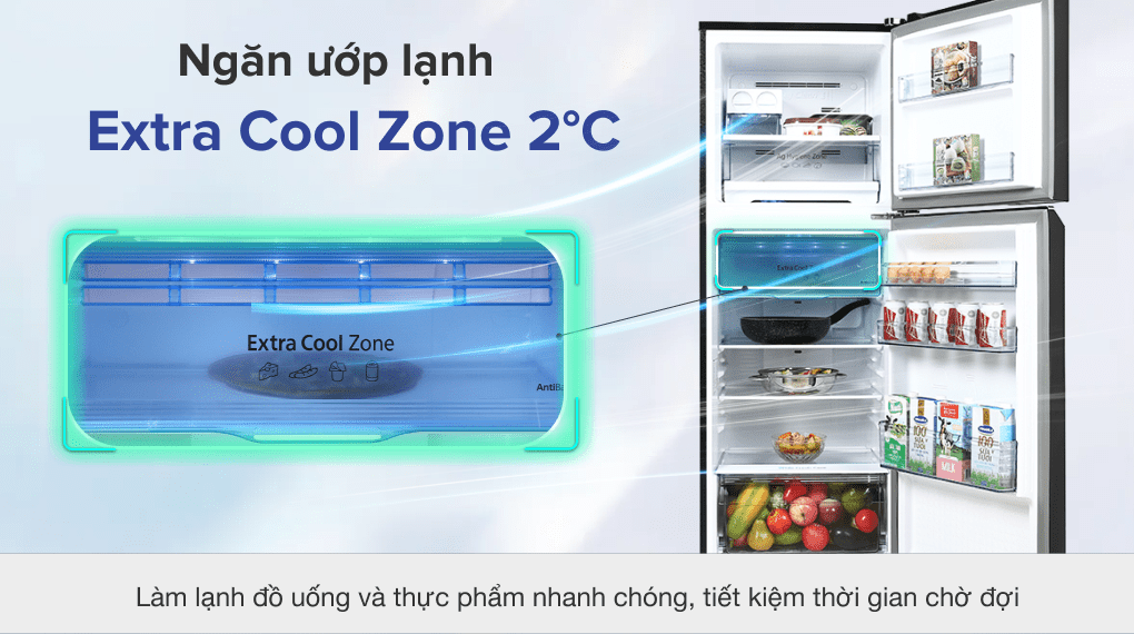 Tủ lạnh Panasonic Inverter 306 lít NR-TV341VGMV - Ngăn ướp lạnh Extra Cool Zone 2 °C