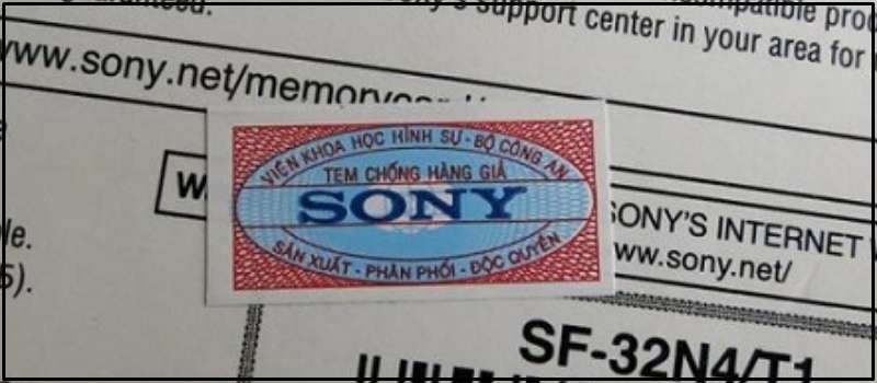 Tem chống hàng giả của Sony