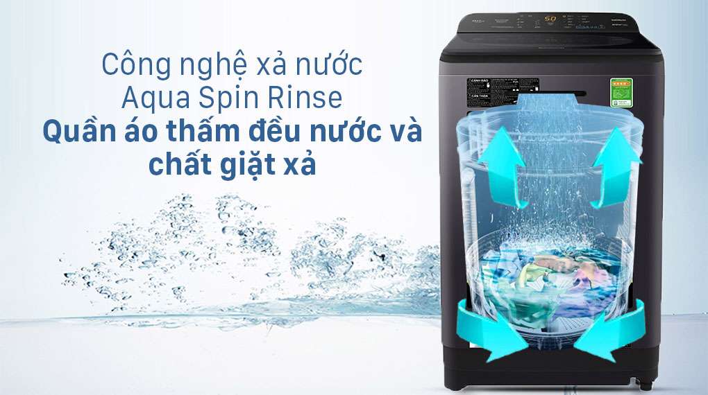 Máy giặt Panasonic 8.5 Kg NA-F85A9BRV -  Công nghệ xả nước Aqua Spin Rinse giúp quần áo thấm đều nước và chất giặt xả