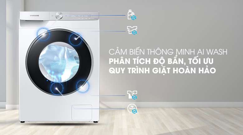 Máy giặt Samsung AI Inverter 9kg WW90TP44DSH/SV - Giặt cảm biến thông minh AI Wash