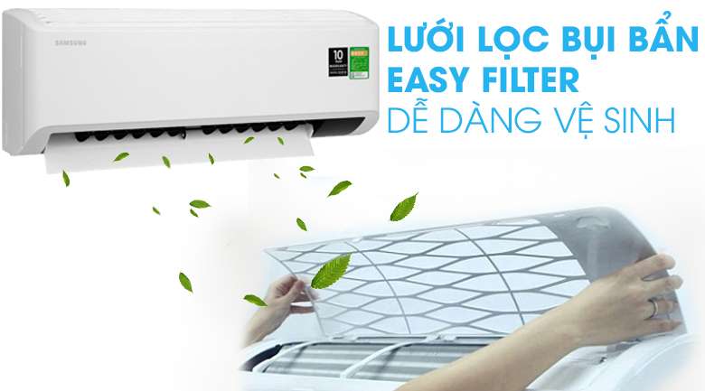 Máy lạnh Samsung Inverter 1 HP AR10TYHYCWKNSV-Vệ sinh dễ dàng với lưới lọc bụi bẩn Easy Filter