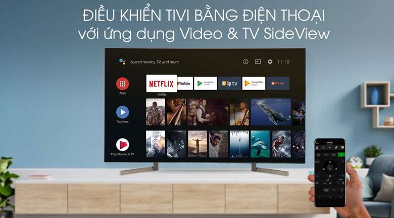 Video & SideView-Android Tivi Sony 4K 49 inch KD-49X9000F