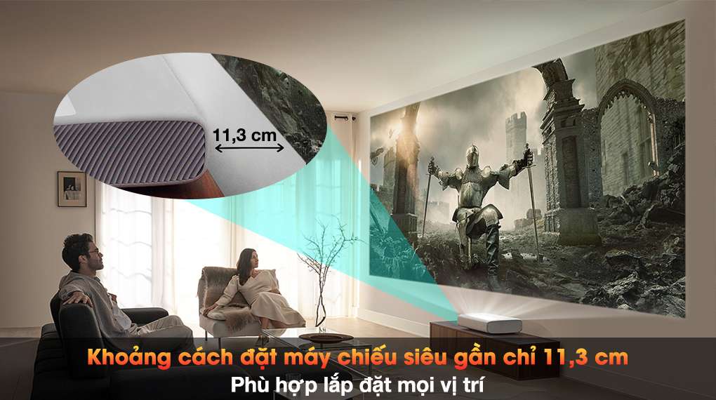 Máy Chiếu Siêu Gần Laser Samsung 4K The Premiere LSP9T - Khoảng cách đặt máy siêu gần