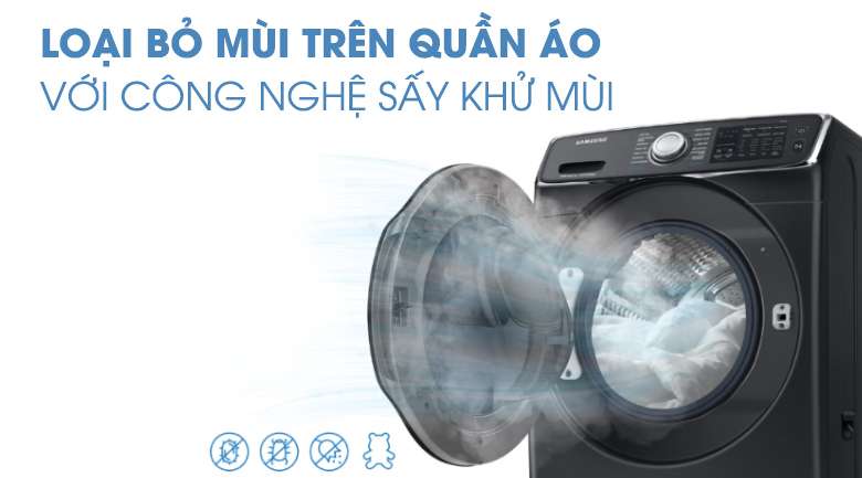 sấy khử mùi -Máy giặt sấy Samsung Add Wash Inverter 19 kg WD19N8750KV/SV