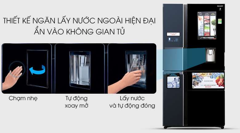 Ngăn lấy nước ngoài hiện đại - Tủ lạnh Sharp Inverter 665 lít SJ-F5X75VGW-BK