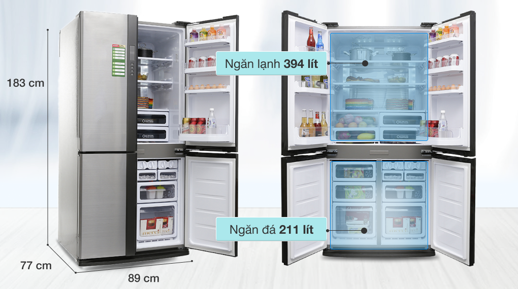 Tủ lạnh Sharp Inverter 605 lít SJ-FX680V-ST - Dung tích 605 lít