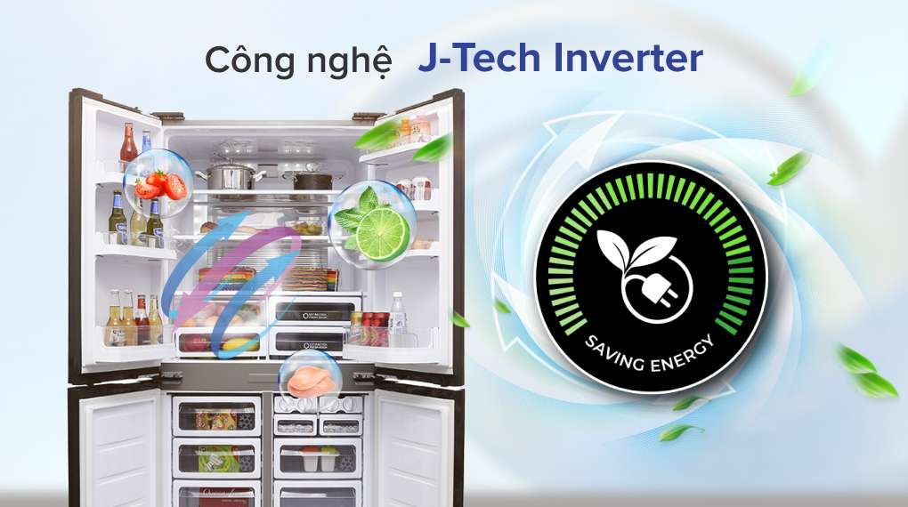 Tủ lạnh Sharp Inverter 605 lít SJ-FX680V-ST - Công nghệ J-tech Inverter