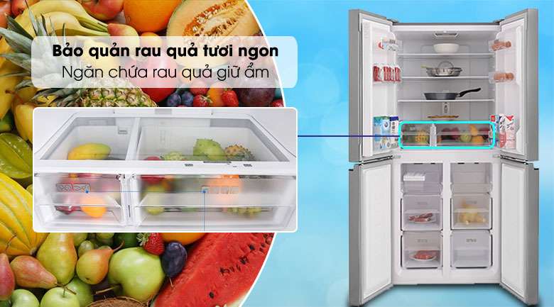 Tủ lạnh Sharp Inverter 401 lít SJ-FXP480V-SL - Ngăn Rau Củ Giữ Ẩm