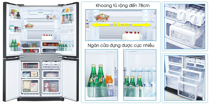 Tủ Lạnh Sharp Inverter 678 Lít SJ-FX680V-ST