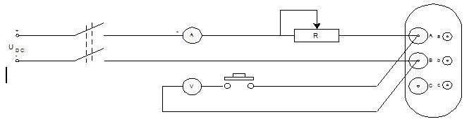 Sơ đồ đo điện trở một chiều bằng phương pháp Vôn - Ampe