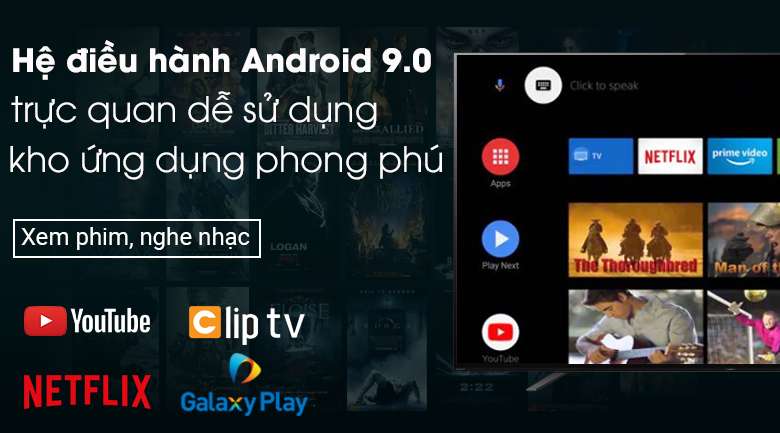 Android Tivi OLED Sony 4K 55 inch KD-55A8H - Hệ điều hành Android 9.0