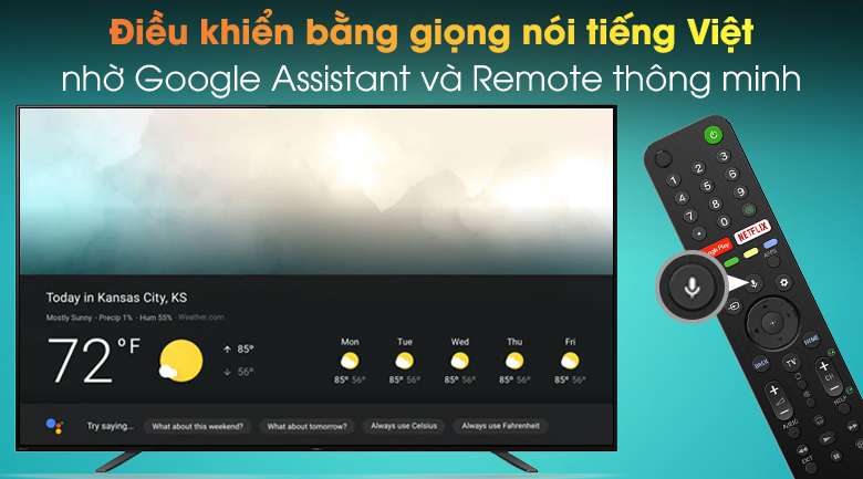 Android Tivi OLED Sony 4K 55 inch KD-55A8H - Remote thông minh
