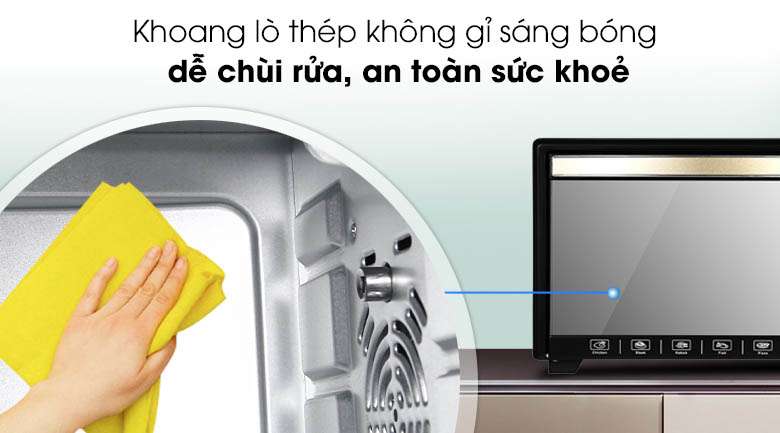 Khoang lò làm bằng thép khổng gỉ - Lò nướng Kangaroo KG3201 32 lít