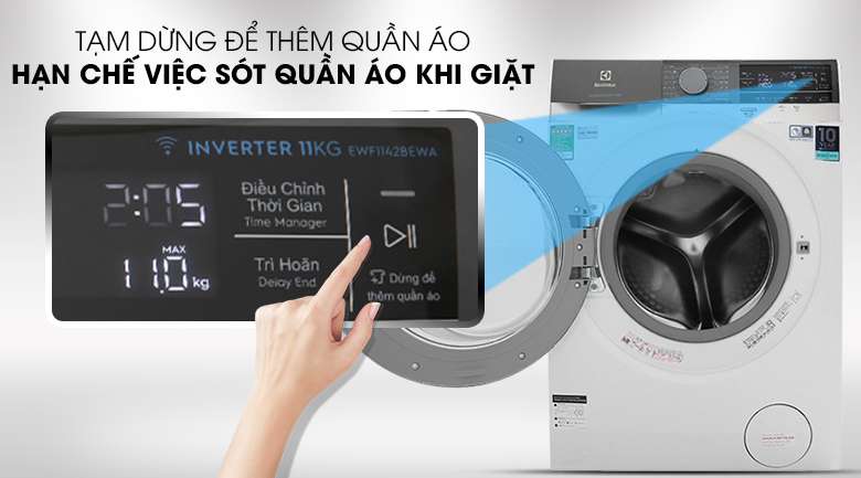 Máy giặt Electrolux Inverter 11 kg EWF1142BEWA - có chức năng thêm đồ khi giặt