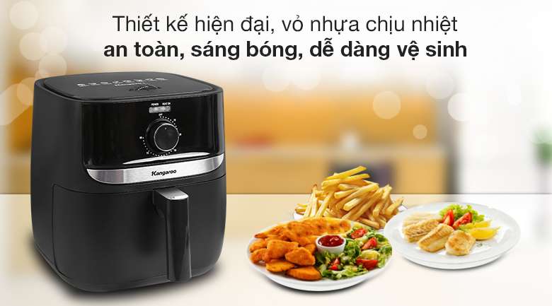 Thiết kế hiện đại, sang trọng - Nồi chiên không dầu Kangaroo KG6AF1 6 lít