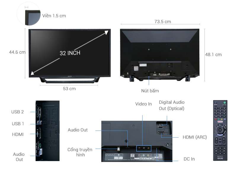 Tính năng nổi bật của Smart Tivi Sony 32 inch KDL-32W600D