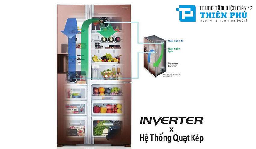 Tủ Lạnh Hitachi Inverter 640 Lít R-FWB850PGV5(GBK) 4 Cánh