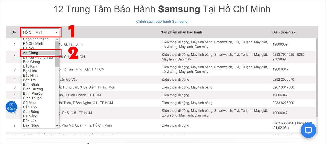 Chọn tỉnh/thành phố của bạn