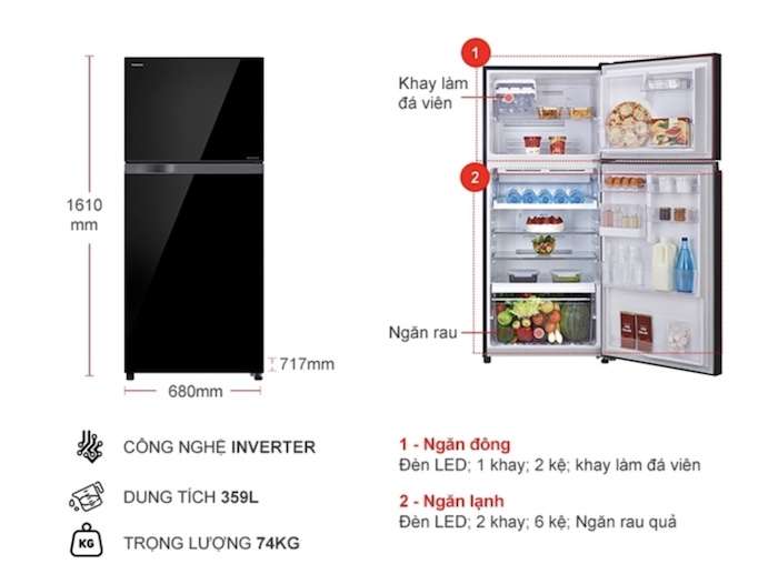 Thông tin chi tiết tủ lạnh Toshiba Inverter 359 lít GR-AG41VPDZ(XK1)