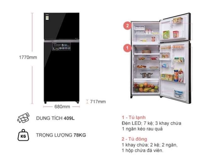 Thông tin chi tiết về Tủ lạnh Toshiba 409 LÍT GR-AG46VPDZ(XK1)