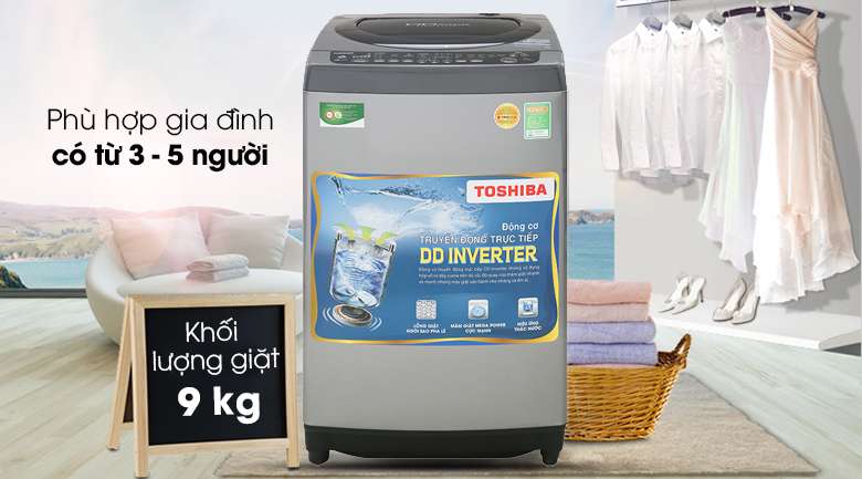 Khối lượng giặt 9 kg - Máy giặt Toshiba Inverter 9 Kg AW-DJ1000CV SK