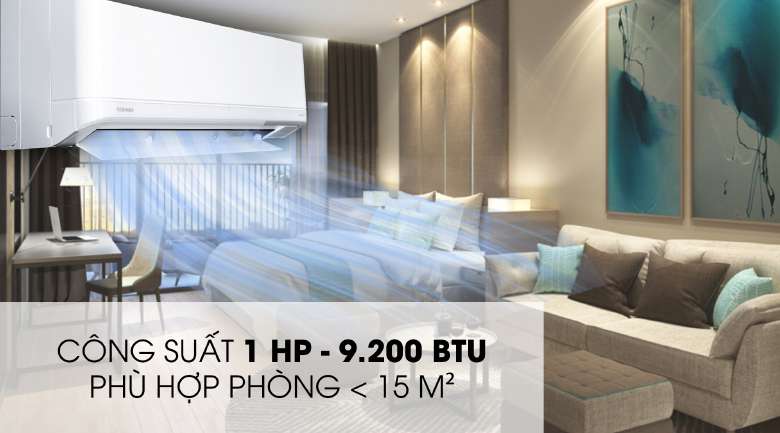 Công suất 1 HP cho phòng dưới 15 m2 - Máy lạnh Toshiba Inverter 1 HP RAS-H10J2KCVRG-V Mẫu 2019