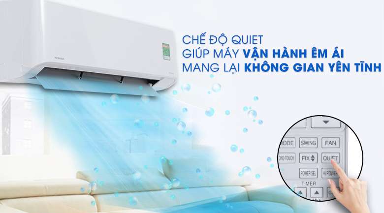 Hoạt động siêu êm - Máy lạnh Toshiba Inverter 1.5 HP RAS-H13PKCVG-V