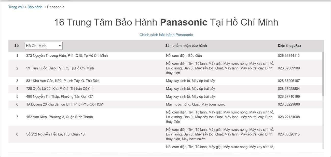 Tổng đài Panasonic - Cách liên hệ CSKH, bảo hành Panasonic Việt Nam