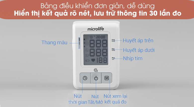 Sử dụng đơn giản - Máy đo huyết áp tự động Microlife B2 Basic