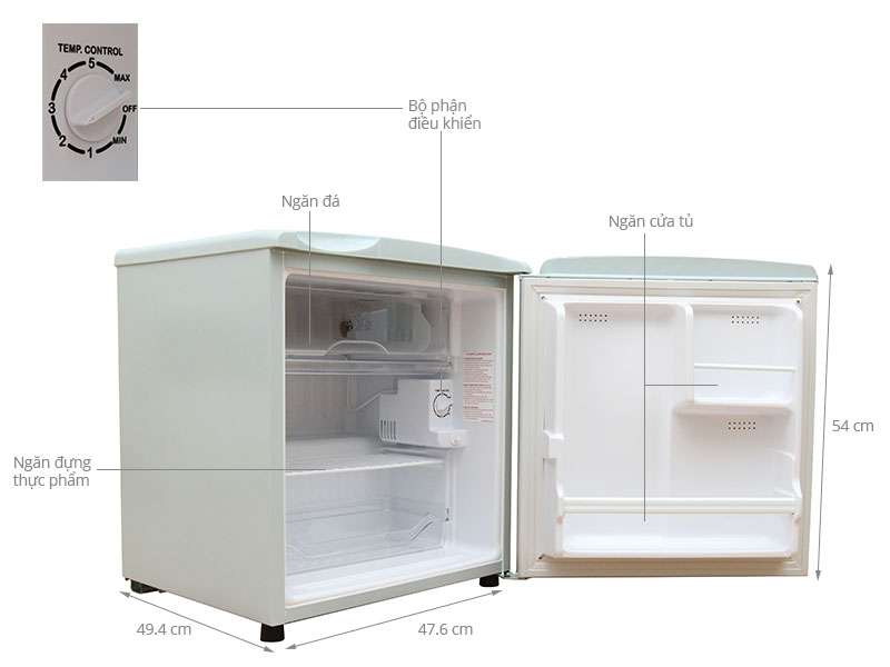 Hình ảnh tổng quát tủ lạnh 50 lít Aqua AQR-55AR 