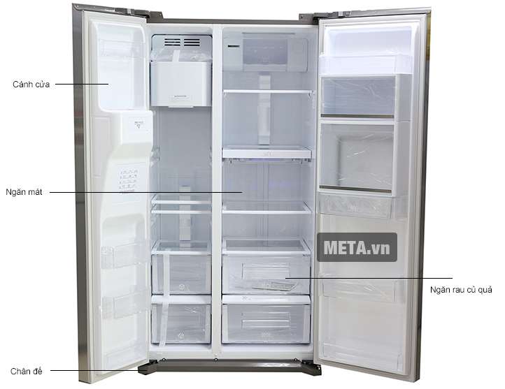 Cấu tạo của tủ lạnh side by side 510 lít Electrolux ESE5687SB-TH.